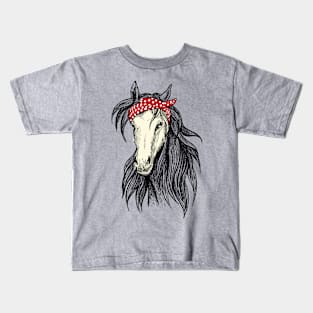 Horse Bandana Horse Rider Girls Women Kids T-Shirt